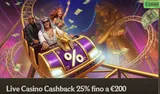 Live casino cashback 25 fino a 200 euro